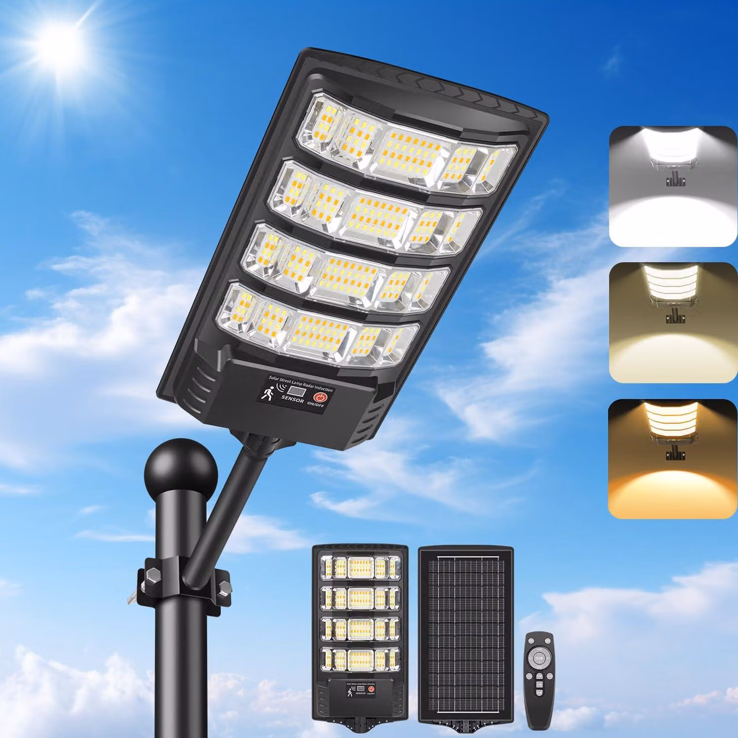 Lampada da esterno a energia solare, con telecomando, impermeabile