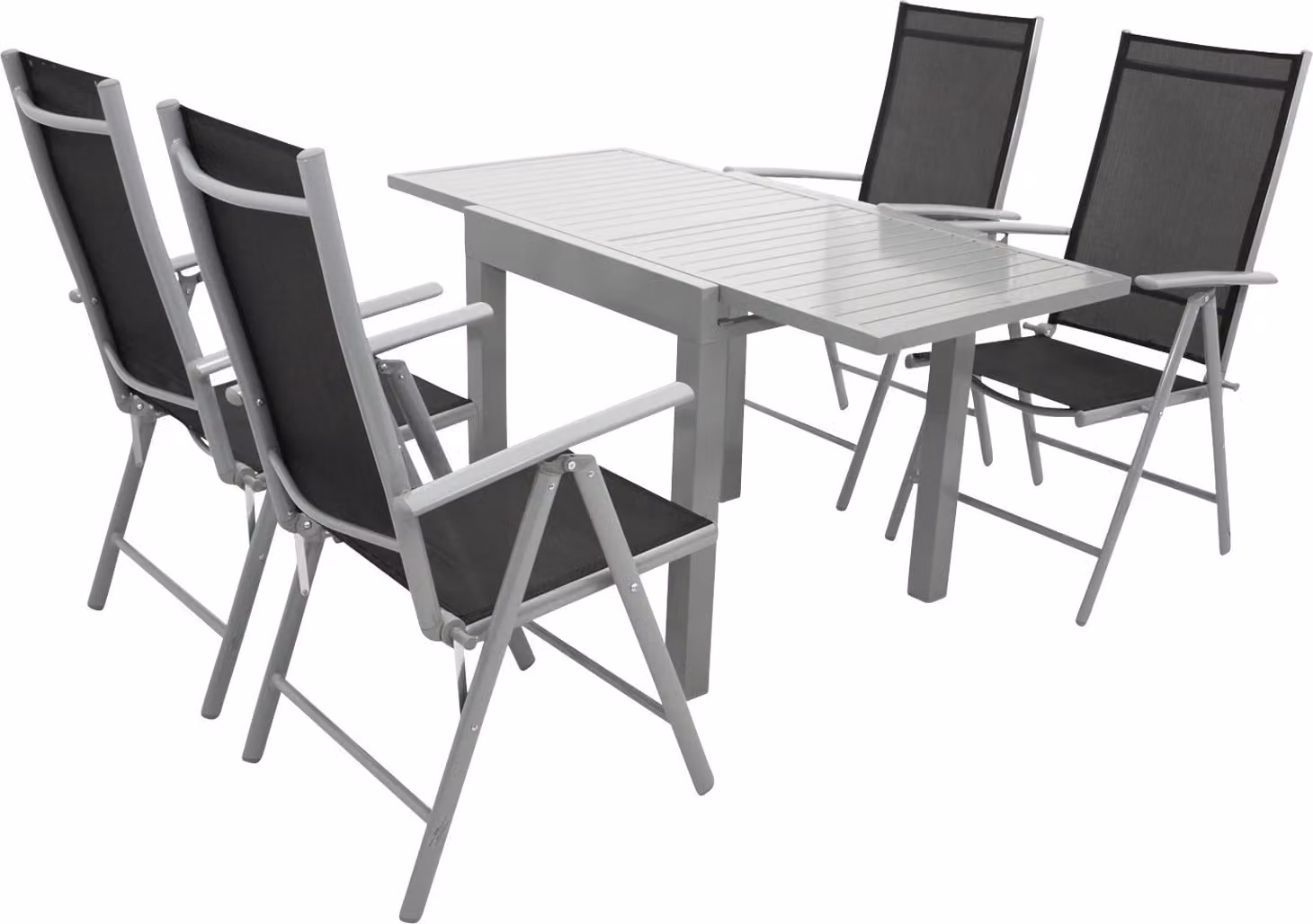 DEGAMO Set da giardino TIRANA 5 pezzi, alluminio grigio argento resistente alle intemperie