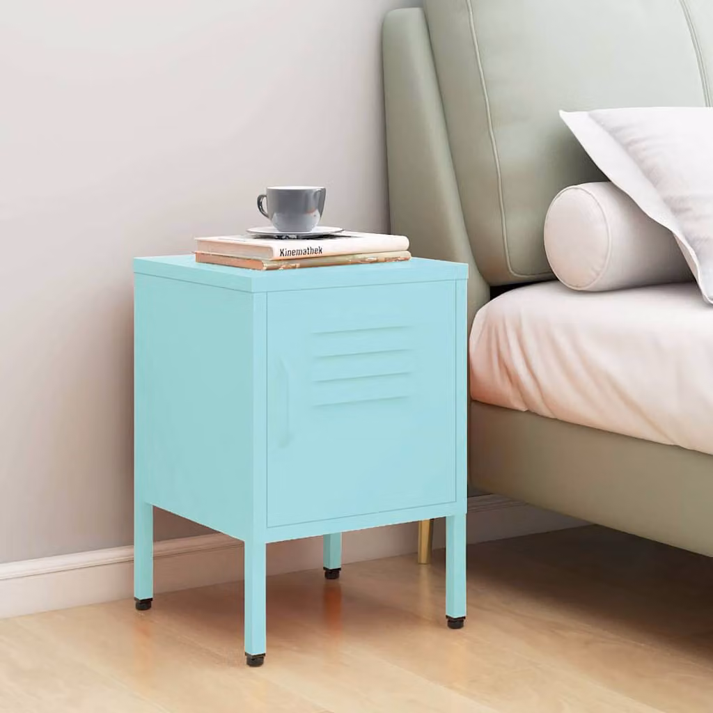 Comodino moderno vidaXL in metallo color menta L/P/H: 35 x 35 x 51 cm