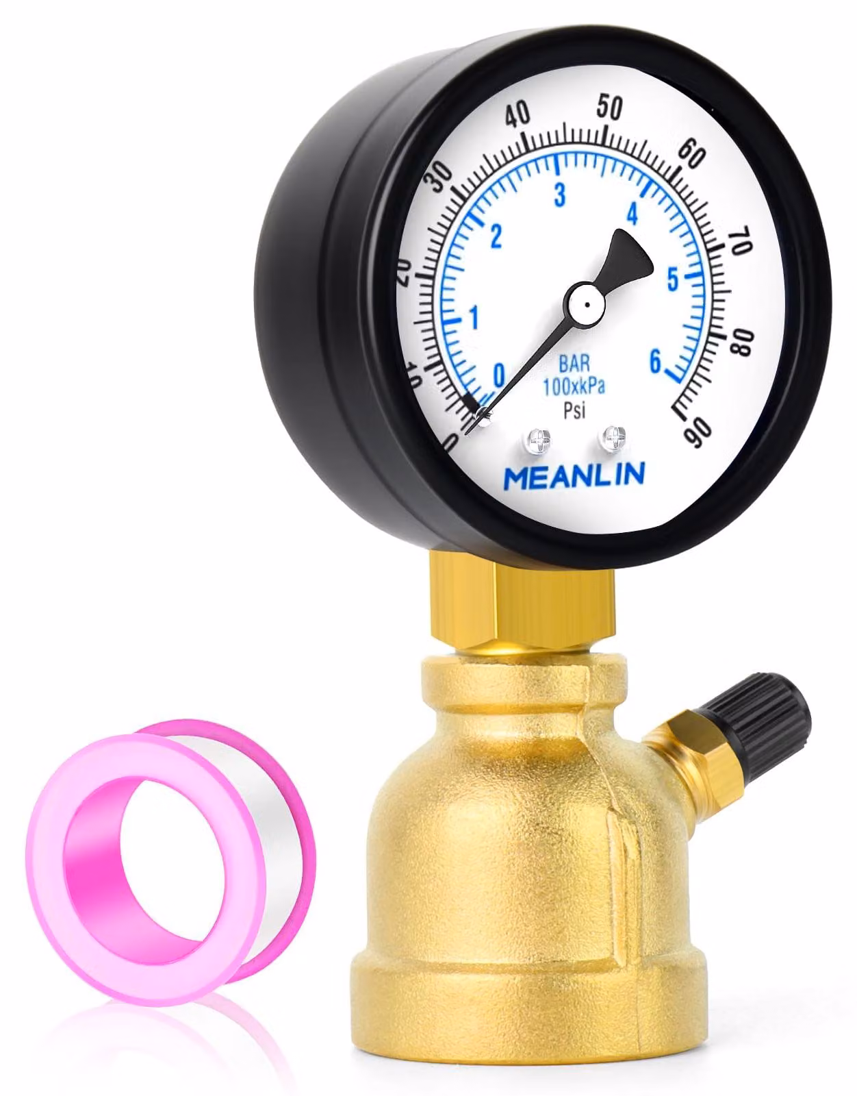 Manometro per aria, scala 0-6 BAR / 0-90 PSI, attacco 3/4" FBSP, scala doppia