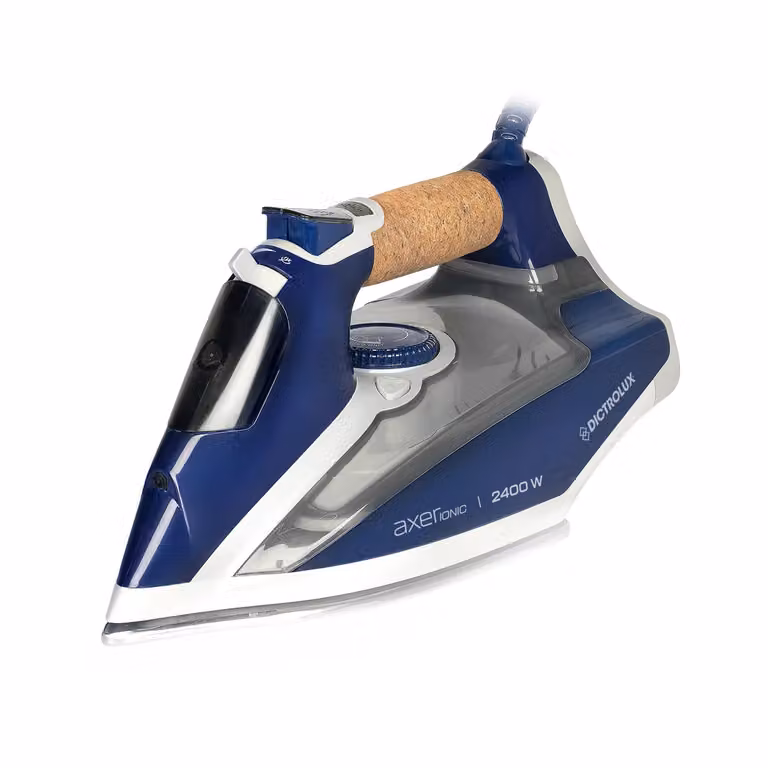 Ferro da stiro a vapore Dictrolux AxerIonic con potenza di 2400 Watt, funzione anti-calcare e vapore verticale, base in acciaio inossidabile
