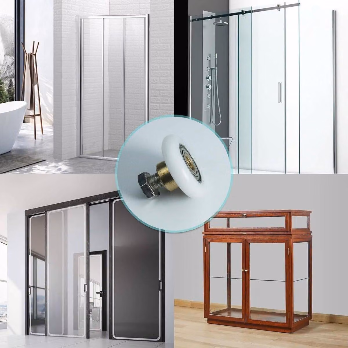 Set di 4 rotelle per porte scorrevoli di box doccia, diametro ruota 25 mm, ideali per box doccia e porte