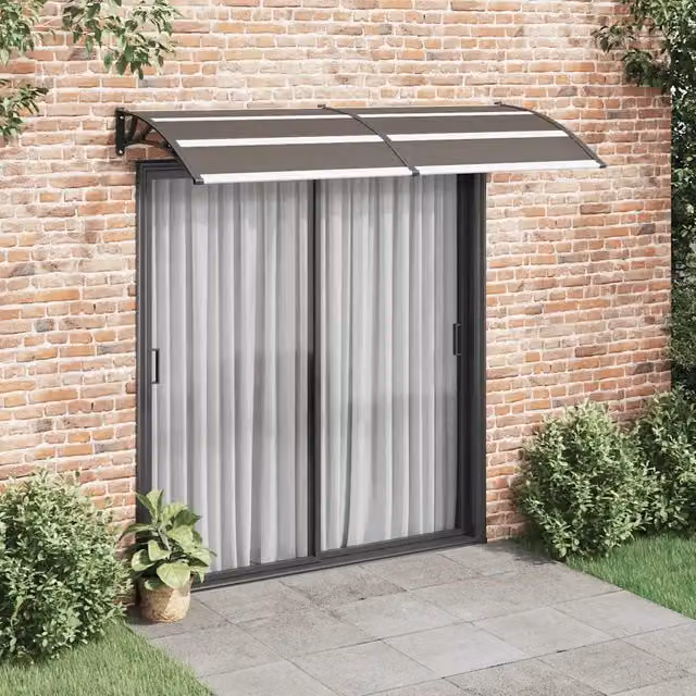 Pensilina per porta vidaXL in policarbonato nera e trasparente L: 240 cm, P: 100 cm – 1