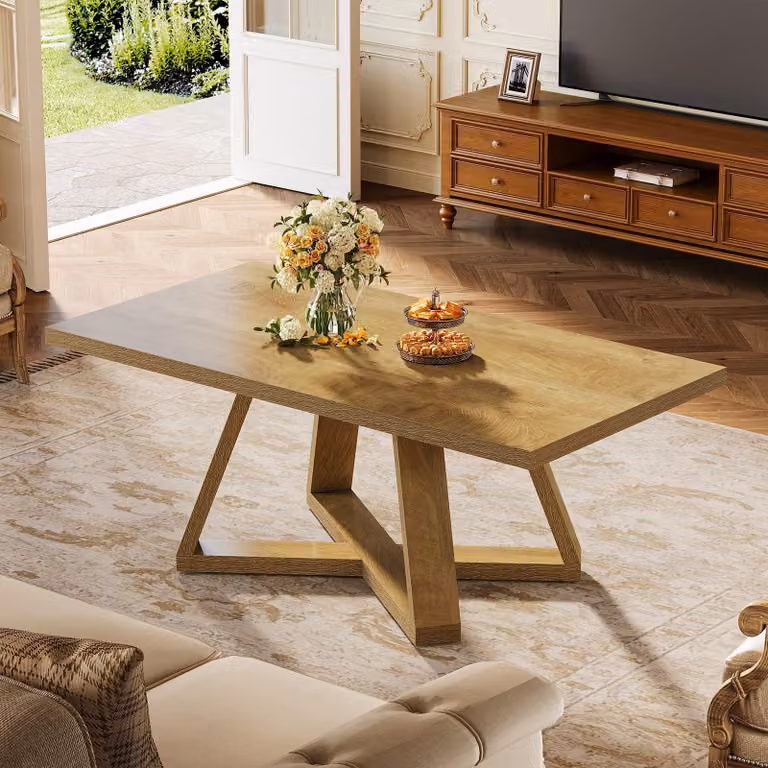 Tribesigns Tavolino da salotto, stile country, tavolino in legno, appartamento piccolo, 120×60 cm