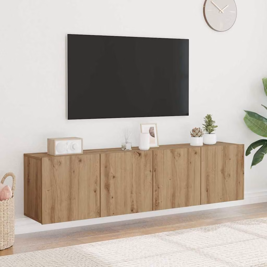 Set di 2 mobili TV da parete moderni vidaXL in legno color rovere marrone L: 80 cm, P: 30 cm, H: 41 cm