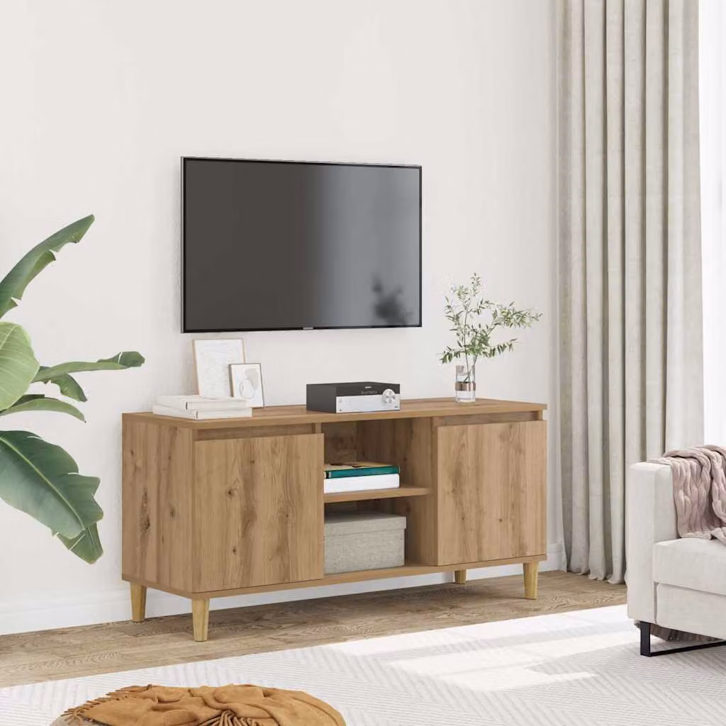 Mobile TV vidaXL in legno rovere marrone con scomparti multimediali L: 102 cm, P: 35 cm, H: 50 cm
