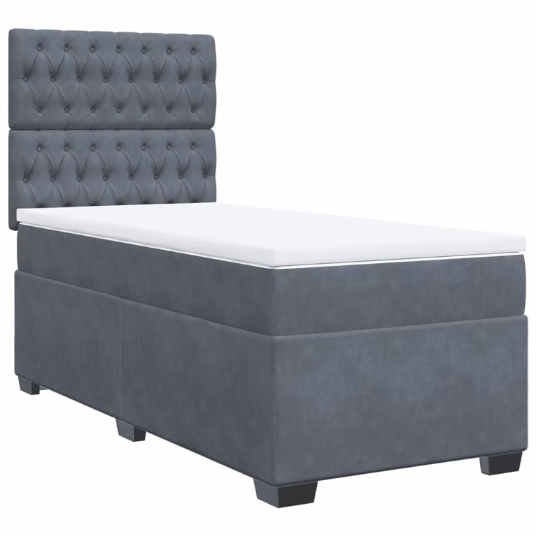 Giroletto a Molle con Materasso Grigio Scuro 100x200 cm Velluto