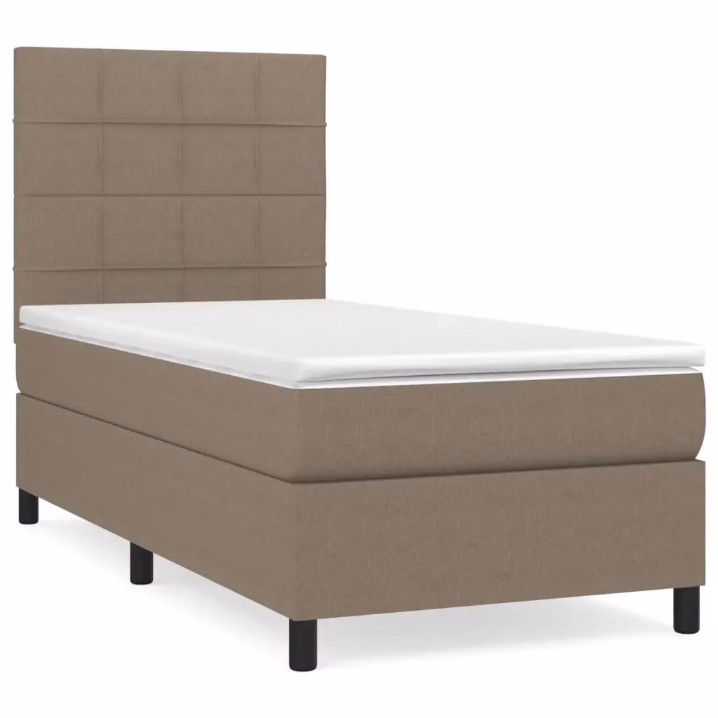 Letto Ibrido con Giroletto a Molle e Materasso vidaXL in Tessuto Beige e Bianco L/P/H: 100 x 200 x 203 cm – 2