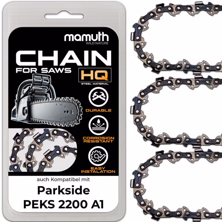 3 catene per motosega, lunghezza 40 cm, passo 1,3 mm, larghezza 3/8", modello 57 TG, compatibili con la motosega Parkside PEKS 2200 A1