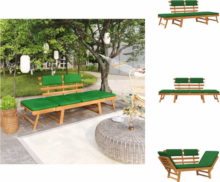 vidaXL Panca da giardino con cuscini 2 in 1 190 cm in legno massiccio di acacia - Panche da giardino