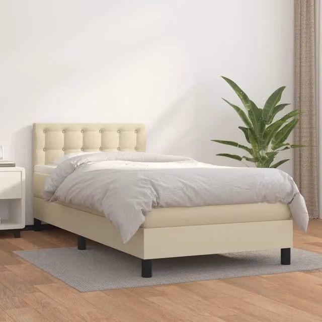 Letto Ibrido con Giroletto a Molle e Materasso vidaXL in Similpelle Beige e Bianco L/P/H: 203 x 100 x 78 cm – 1