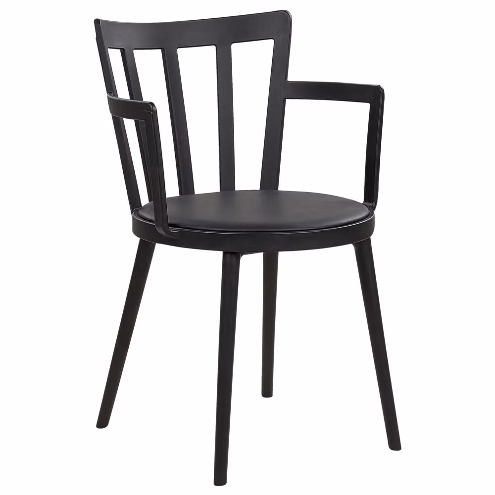 Set di 4 sedie da pranzo BELIANI con braccioli, seduta imbottita e schienale in ecopelle nera, design moderno minimalista – 2