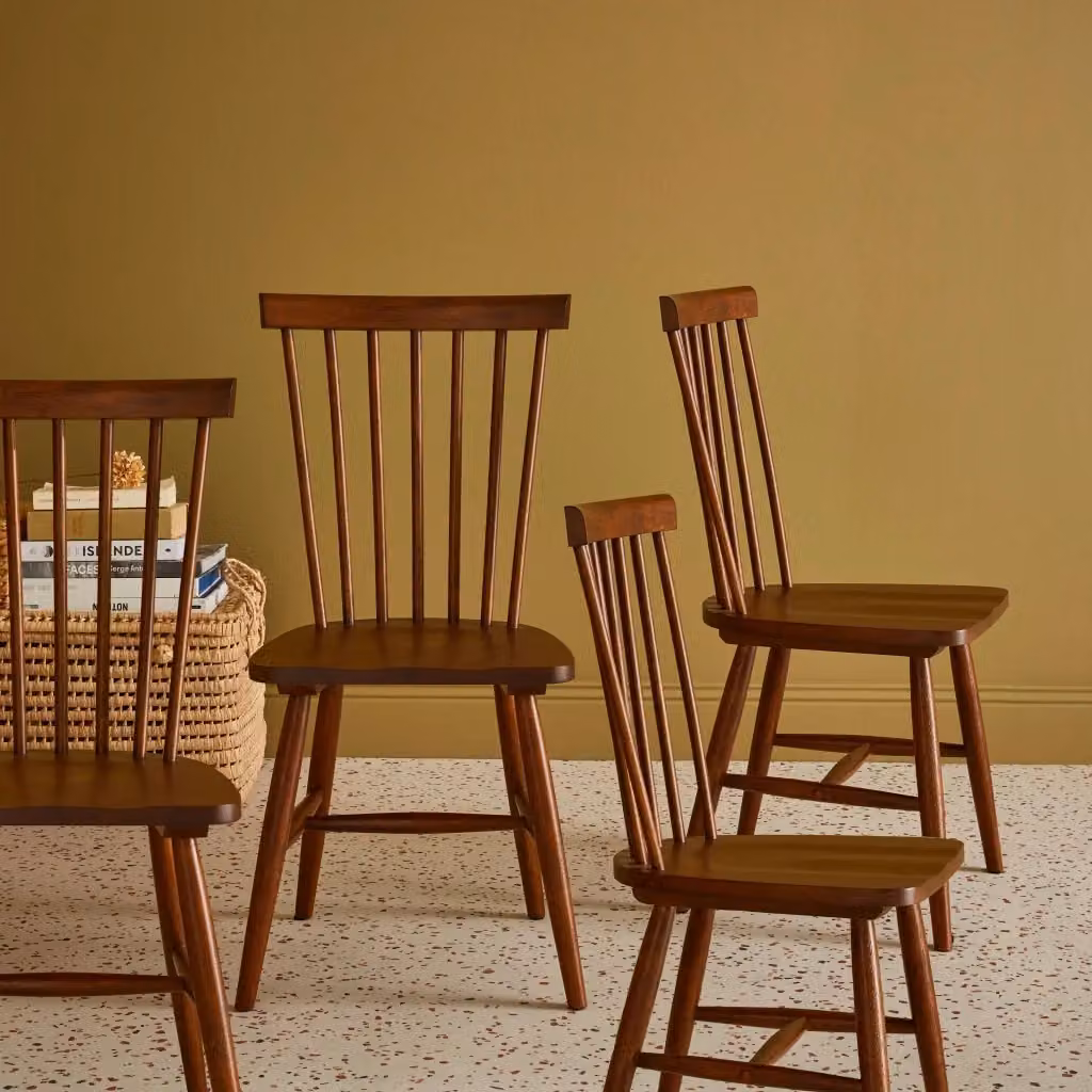 Set di 4 sedie Sweeek in legno di hevea color noce per cucina e sala da pranzo – 2