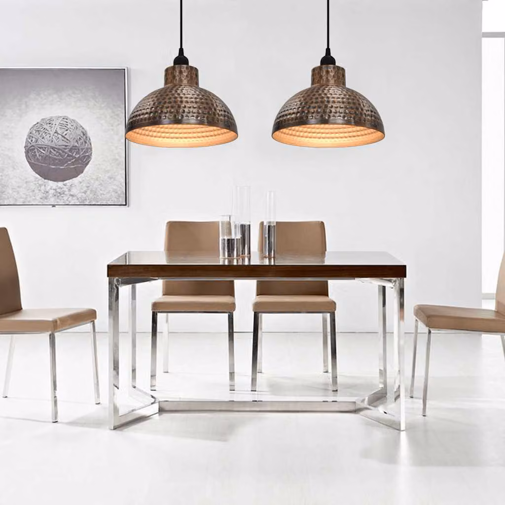 Set di 2 lampadari a sospensione semisferici vidaXL in metallo color rame e marrone con design moderno a cupola per camera da letto, attacco E27