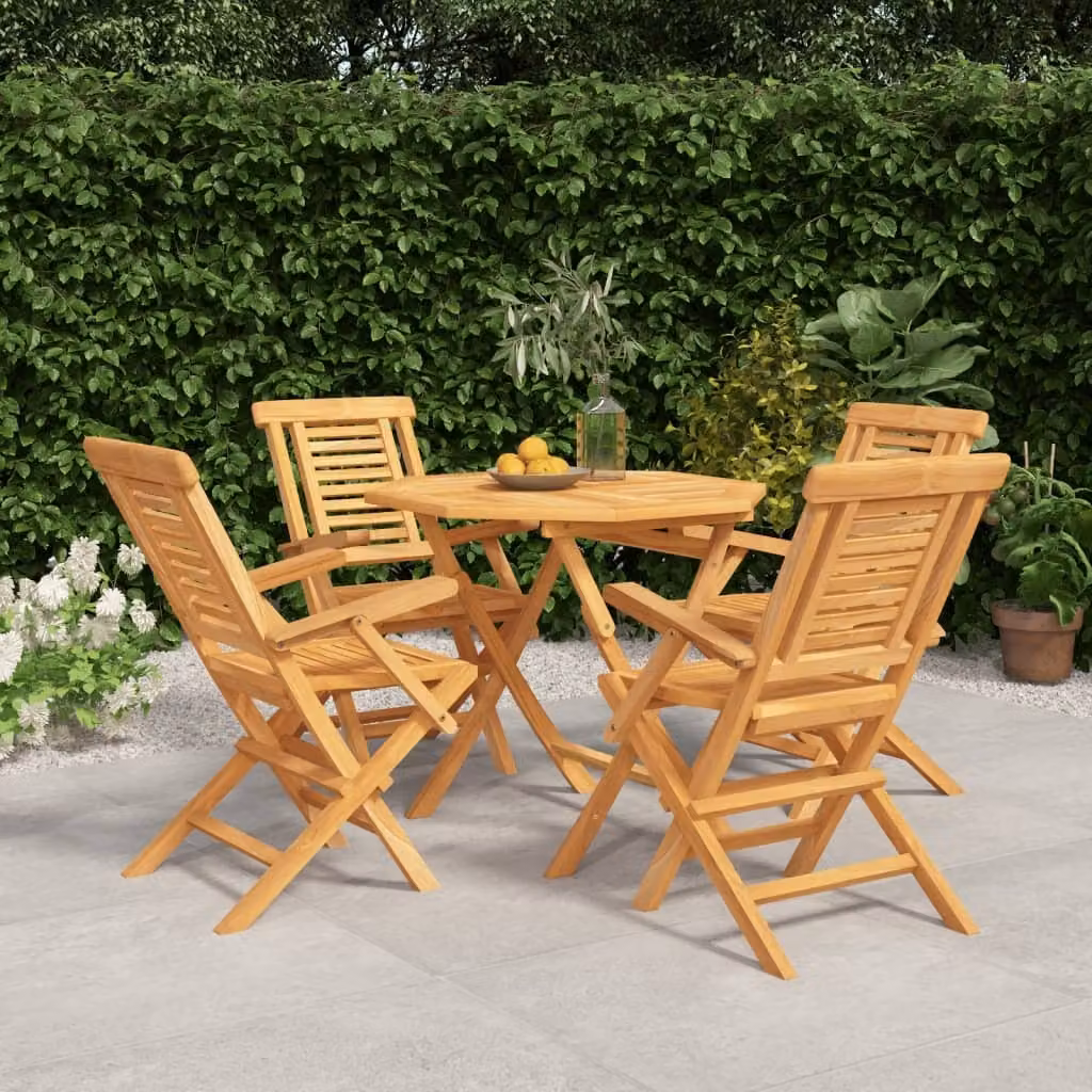 Maison Exclusive - Set da pranzo da giardino in teak massiccio, 5 pezzi
