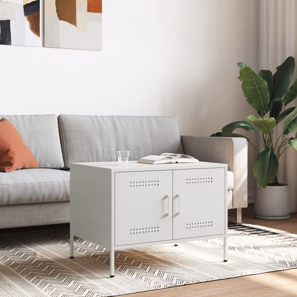vidaXL Tavolino da Salotto Bianco 68x50x50,5 cm in Acciaio