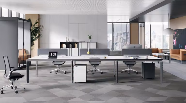 Grande tavolo da lavoro bianco - Mobili da ufficio di design - Pratico tavolo da lavoro