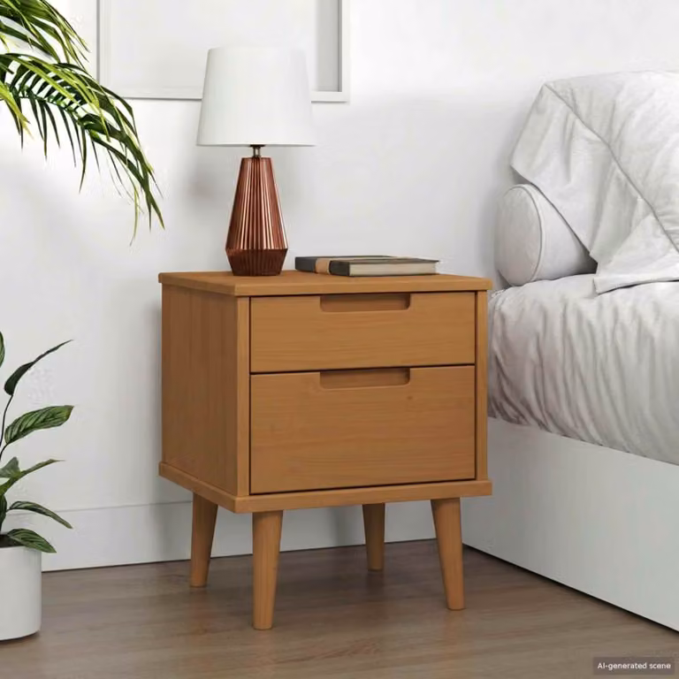 vidaXL Armadio da Notte MOLDE in Legno di Pino, Colore Marrone Caramello, L 40 cm x P 35 cm x H 48 cm