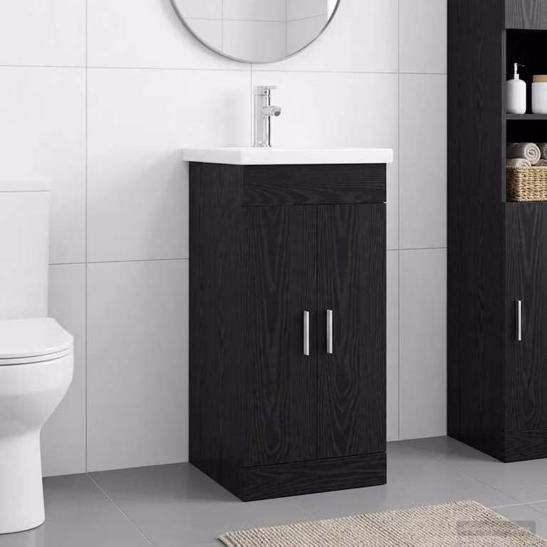 Mobile da bagno vidaXL con lavabo moderno in rovere nero, L 42 cm x P 40 cm x H 84,5 cm