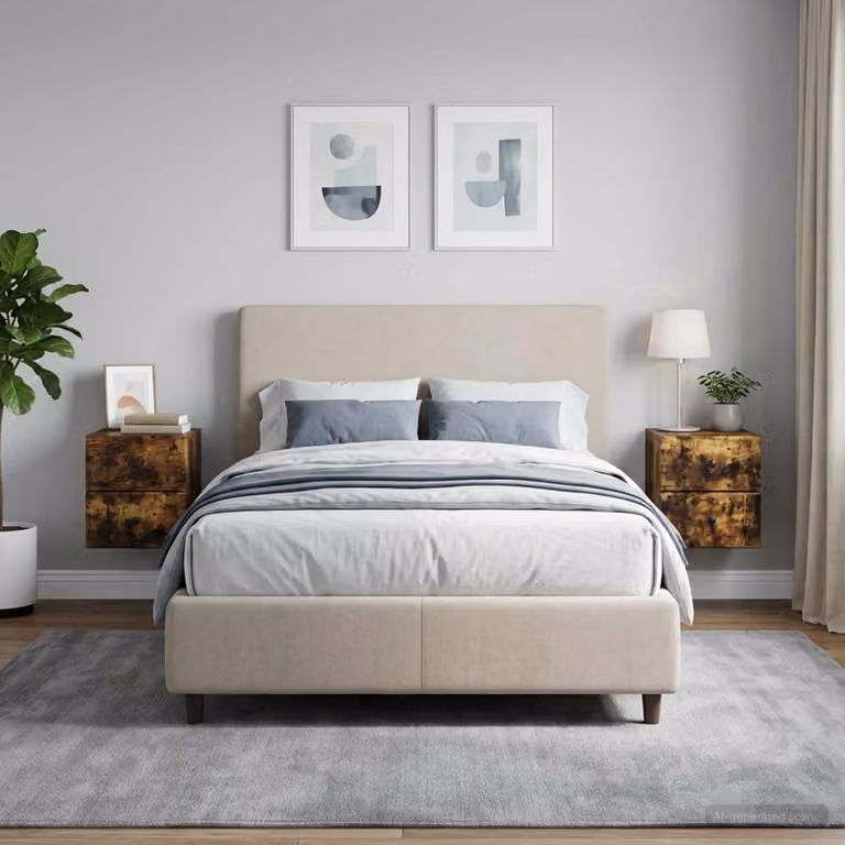 Set di 2 Mobiletti da notte a muro vidaXL Moderni in Rovere Fumo, L 34,5 cm x P 33 cm x H 40 cm