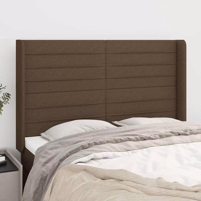 Testiera ad Orecchio vidaXL in Tessuto Marrone, L: 147 cm, P: 16 cm, H: 118-128 cm