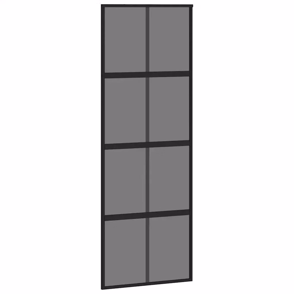 Porta Scorrevole vidaXL in Vetro Trasparente e Alluminio Nero L: 76 cm, H: 205 cm – 2