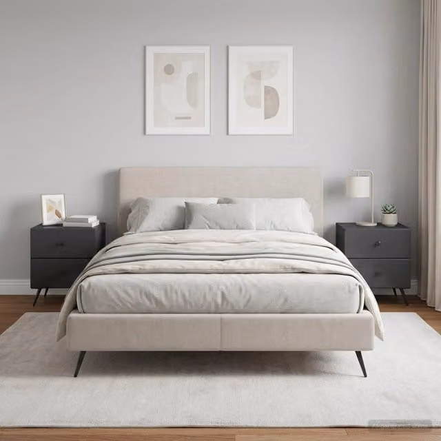 Set di 2 Armadi da Notte vidaXL in MDF e Metallo, Nero Opaco, L 43 cm x P 34,5 cm x H 47,5 cm – 1