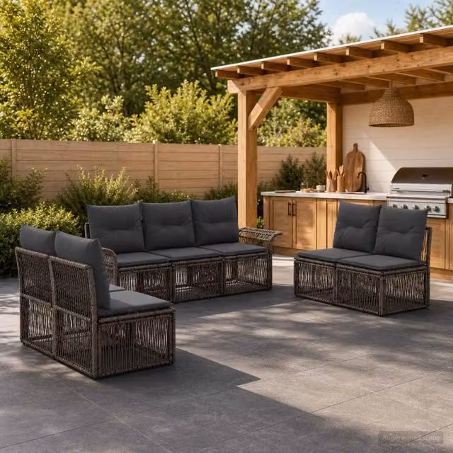 Set Divano da Giardino 7 pz Grigio polyrattan 3434798