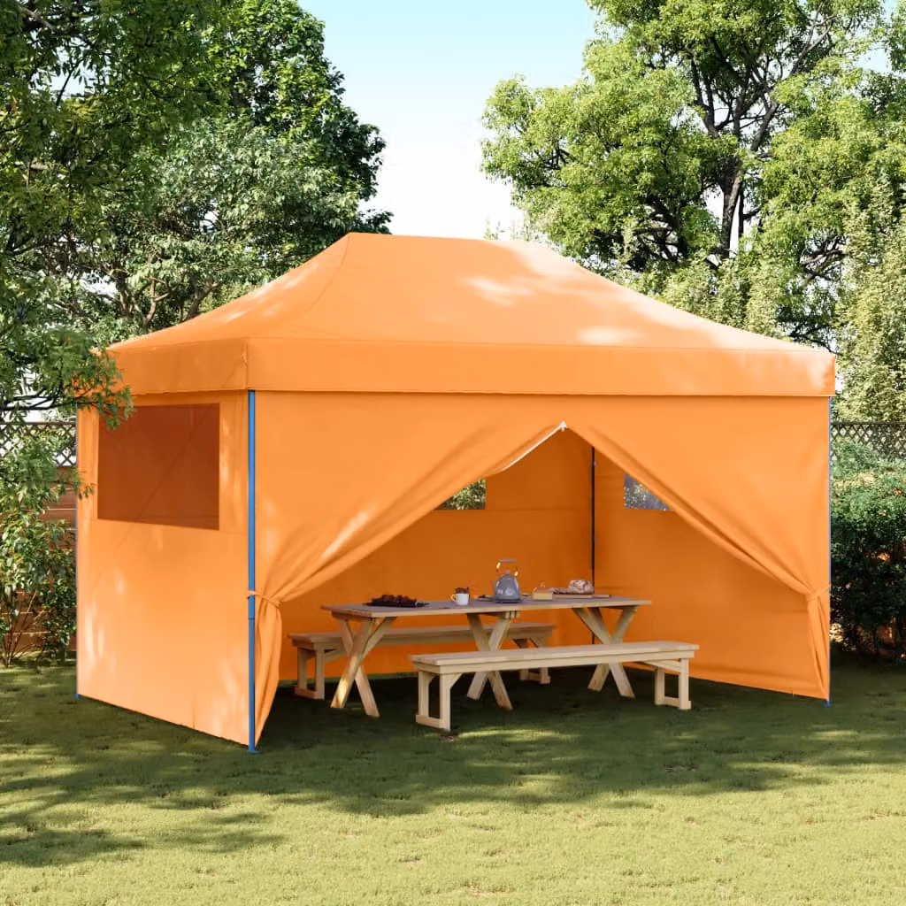 vidaXL Tendone per Feste Pieghevole Pop-Up con 4 Pareti Arancione e Blu L/P/H: 440 x 315 x 292 cm
