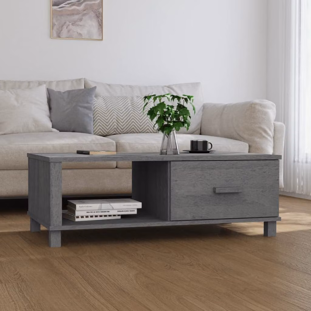 vidaXL Tavolino HAMAR Grigio scuro 100x55x35 cm pino massiccio - Tavolino - Tavolini - Tavolino in legno - Tavolino in legno massiccio