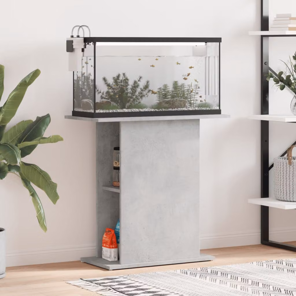vidaXL Supporto per Acquario Moderno in MDF Grigio con Ripiani Interni L: 75 cm, P: 36 cm, H: 72,5 cm