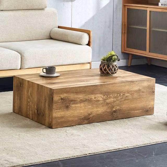 Tavolino da caffè rettangolare MINIMAL in MDF effetto legno marrone L 90 cm, P 50 cm, H 30 cm