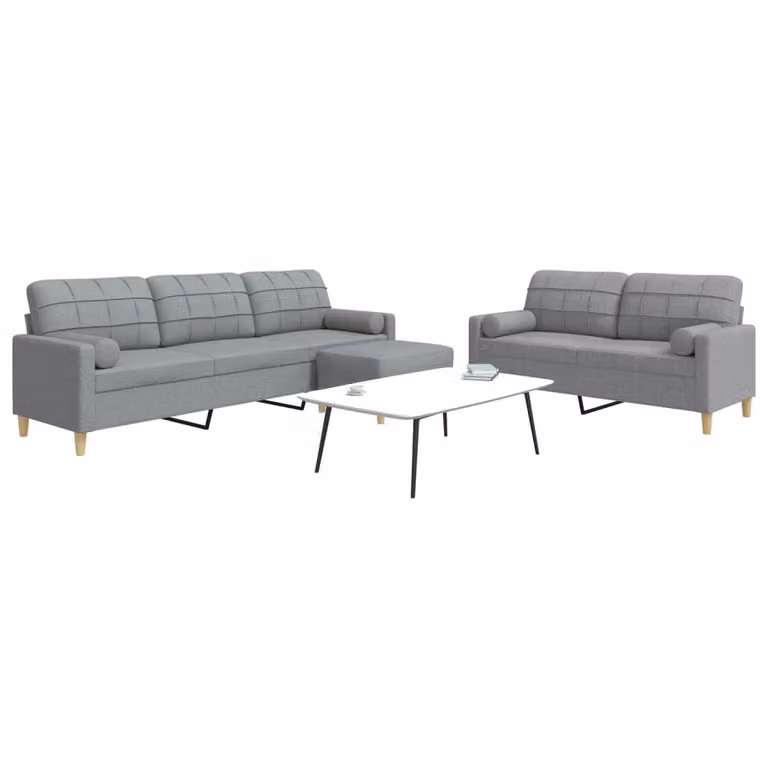 Maison Exclusive - Set divano a 3 pezzi con poggiapiedi e cuscini decorativi in tessuto grigio chiaro