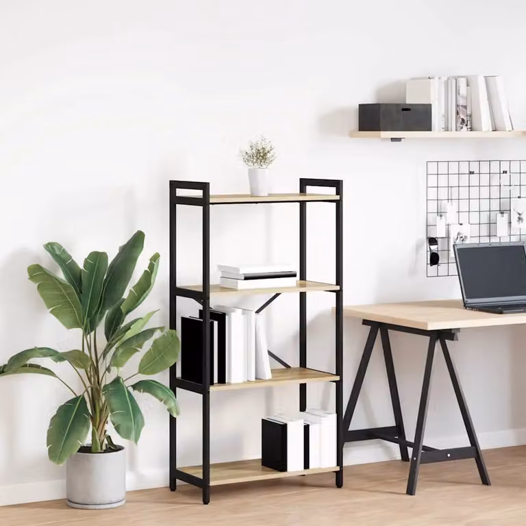 Libreria industrial vidaXL in MDF e metallo, colore marrone e nero, L 60 cm x P 30 cm x H 120 cm