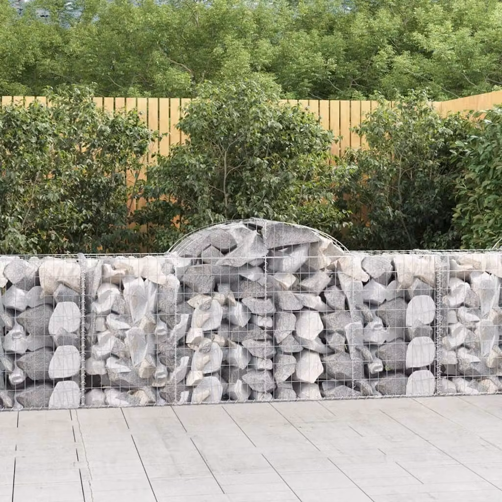 Set di 14 cesti gabbioni ad arco vidaXL in acciaio zincato grigio L: 200 cm, P: 50 cm, H: 80/100 cm