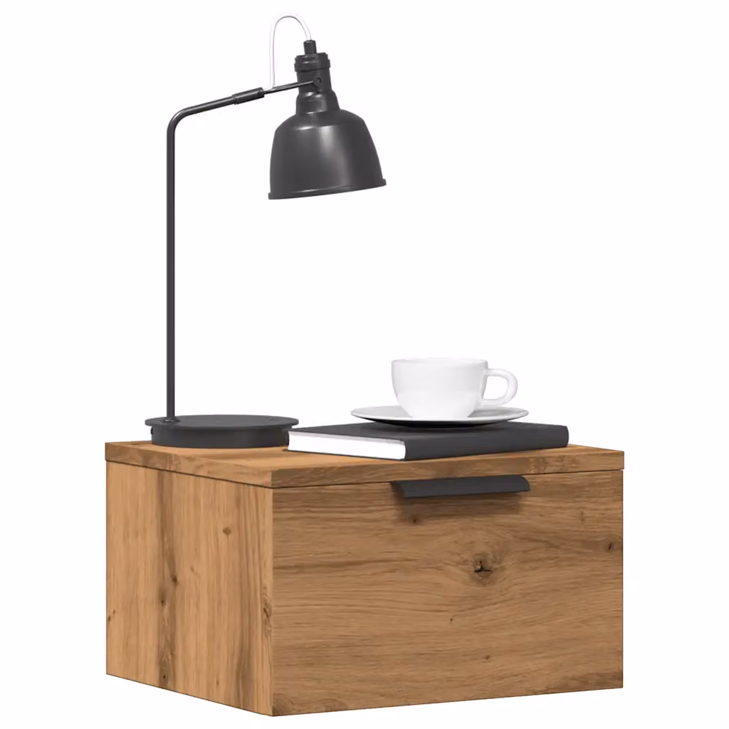 Set di 2 comodini da muro vidaXL in stile moderno, colore rovere, L 34 cm x P 30 cm x H 20 cm