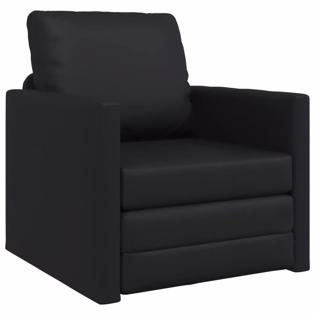 Divano letto moderno vidaXL in pelle artificiale nero L: 74 cm, P: 77 cm, H: 81 cm – 2