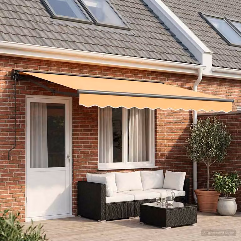 Tenda retrattile vidaXL in poliestere e alluminio, colore sabbia, L: 450 cm x P: 300 cm