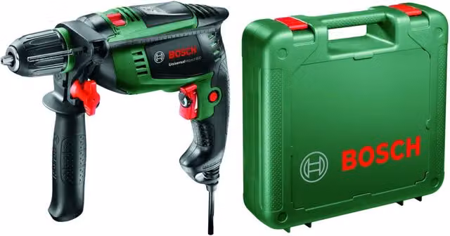 Trapano a percussione elettrico Bosch Universal Impact 800 verde con valigetta e accessori