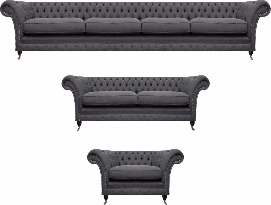 Luxus Set 3tlg Polstermöbel Sofas Komplett Chesterfield Wohnzimmer Sofagarnitur