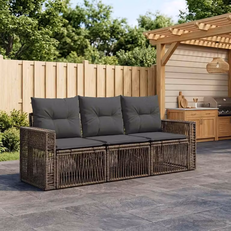 Maison Exclusive - Set da giardino composto da 3 pezzi, divano e poltrone, in rattan sintetico grigio e grigio scuro