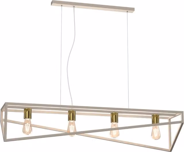 Lampada sospensione industrial Gote crema oro 4xE27