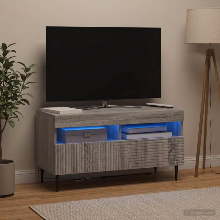 Mobile TV LED vidaXL HAARLEM moderno in legno grigio L 81 cm, P 35 cm, H 43 cm