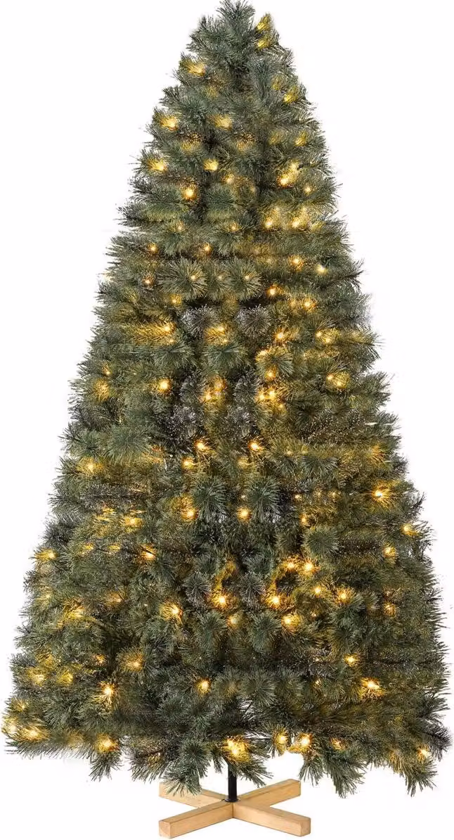Albero di Natale artificiale 210 cm – Spar – Con illuminazione a LED – Rami realistici in PVC – Con supporto in legno