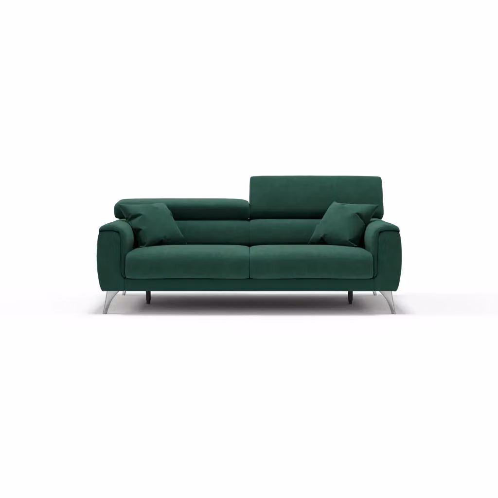 Divano Caravaggio Divani.Store con sedute allungabili e poggiatesta reclinabili in tessuto impermeabile verde L: 169 cm – 2