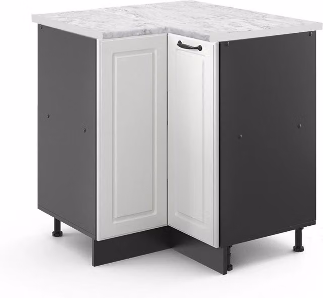 Mobile ad angolo cucina R-Line Bianco rustico/Antracite 75.6 cm, PL Marmo Vicco
