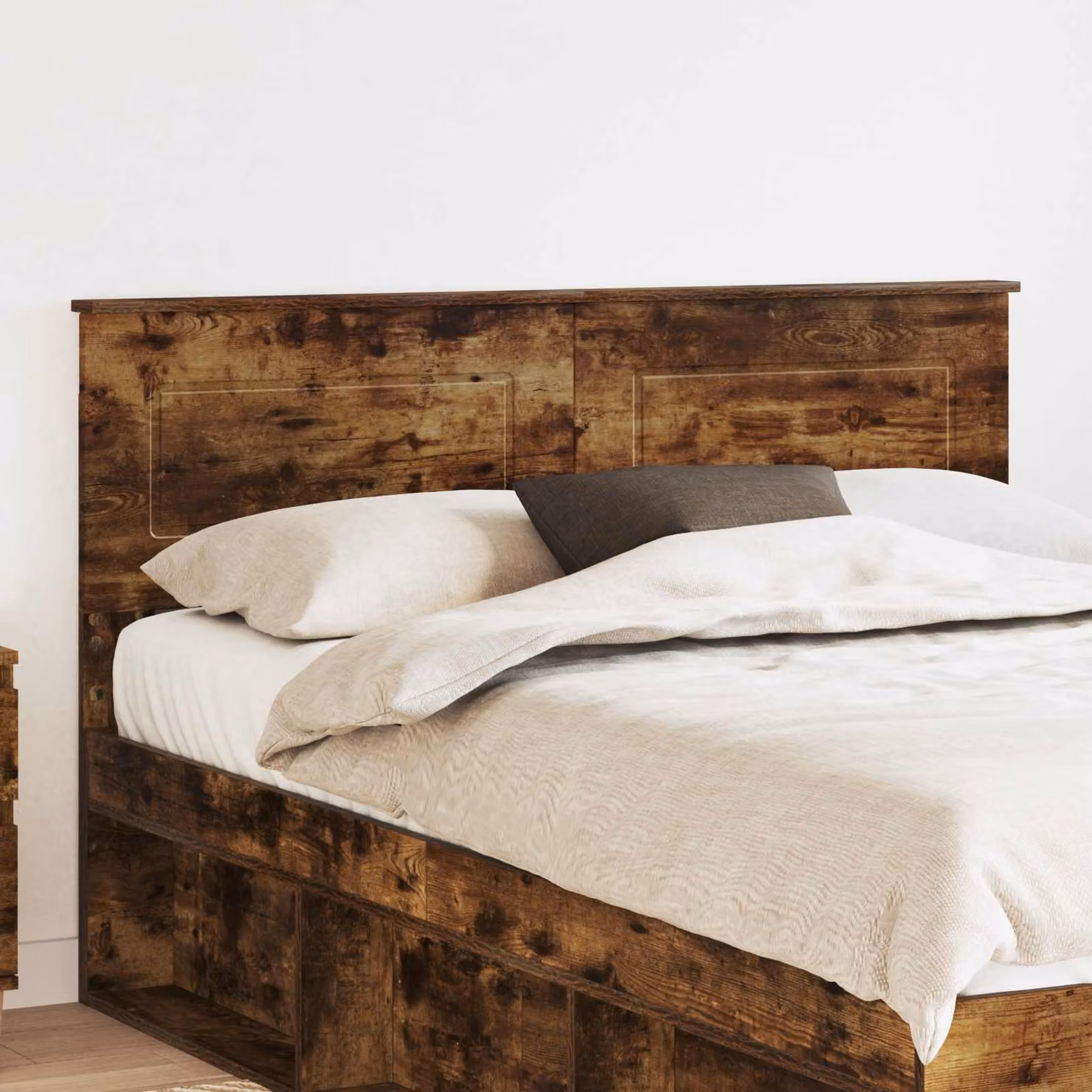 Testiera per letto vidaXL in legno ingegnerizzato rovere fumé marrone L: 153 cm, H: 90 cm, P: 3 cm