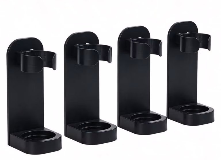 Supporto per spazzolino elettrico, colore nero, confezione da 4 pezzi, senza necessità di foratura, organizer da parete per il bagno