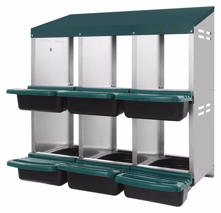 Nido per galline, con 6 compartimenti, design resistente, colore verde