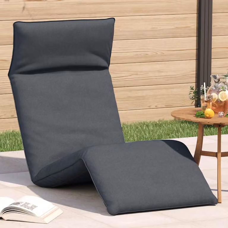 vidaXL Lettino Pieghevole Antracite con Poggiatesta Regolabile in Tessuto Oxford e Acciaio Verniciato L: 175 cm, P: 54 cm, H: 8,5 cm
